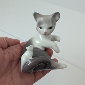 LLADRO Handmade in Spain Cat Mouse Porcelain Collectible Figurine 1994 Glossy